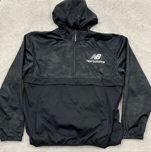 New Balance | Black Hooded Quarter-Zip Windbreaker Jacket | Size XL